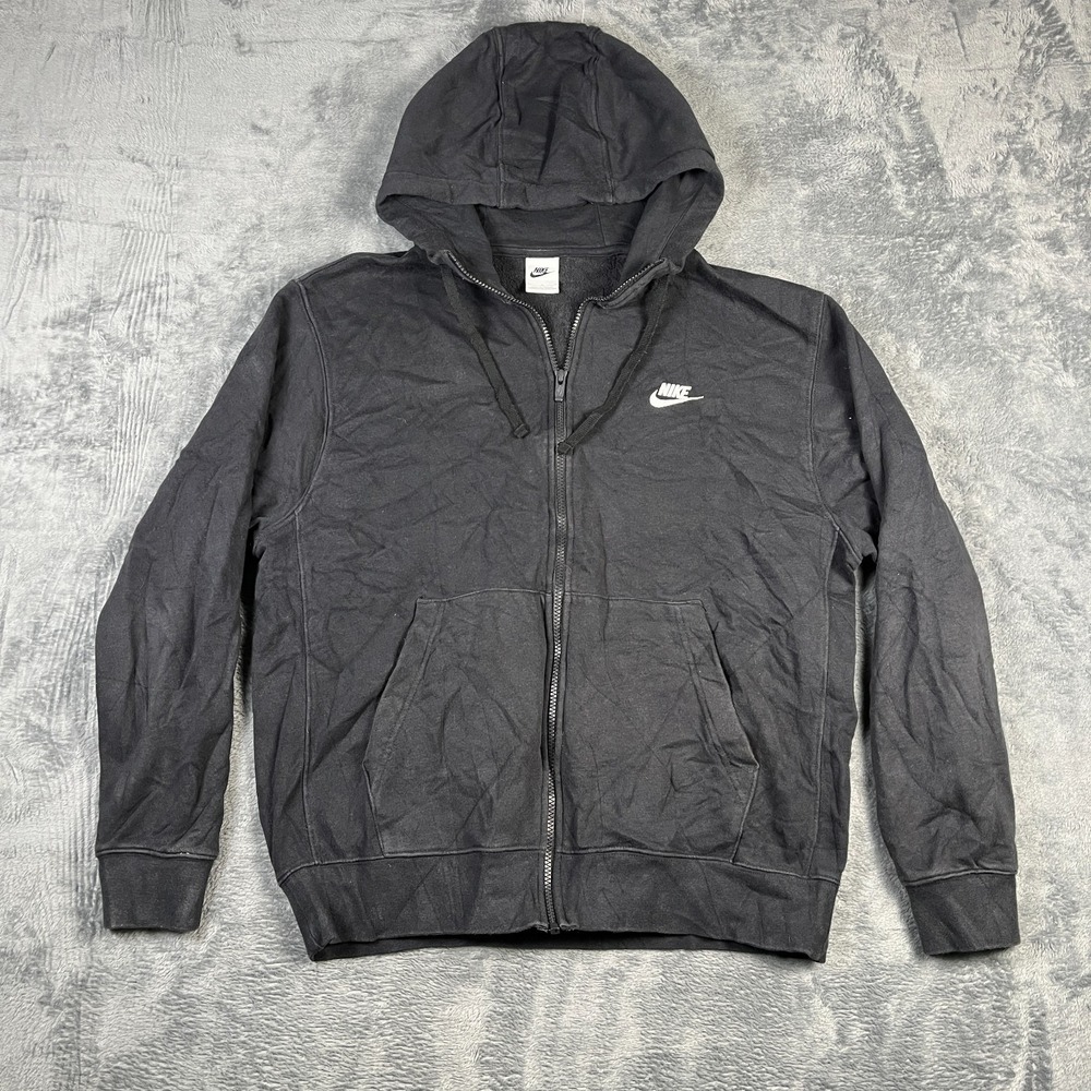 Nike Hoodie Mens Large Black Fleece Lined Running Training Athleisure Full Zip